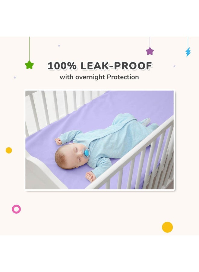 R for Rabbit Waterproof Quick Dry Sheet Bliss for Baby | Anti-Piling Fleece Breatheable Fabric Extra Absorbent Instant Dry Baby Bed/Cot Protector Mat (Size-M,Blue-Purple,Pack of 2) - Image 5