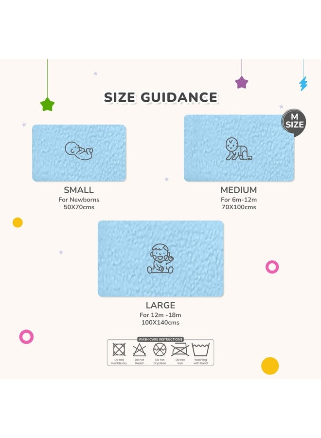 R for Rabbit Waterproof Quick Dry Sheet Bliss for Baby | Anti-Piling Fleece Breatheable Fabric Extra Absorbent Instant Dry Baby Bed/Cot Protector Mat (Size-M,Blue-Purple,Pack of 2) - Image 3