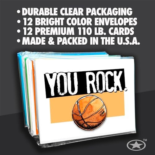 Play Strong Basketball “YOU ROCK” Motivational Note Cards (12-Pack) – Thank You & Encouragement Cards for Basketball Players, Coaches & Teams – Illustrated Sports Powercards by Play Strong | Empower the Champion Within - Image 3