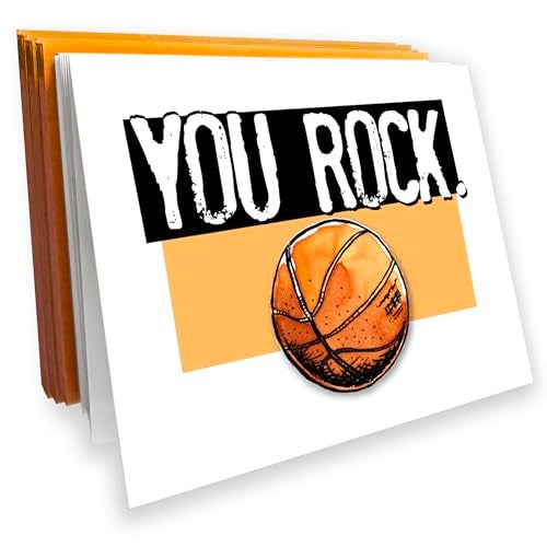 Play Strong Basketball “YOU ROCK” Motivational Note Cards (12-Pack) – Thank You & Encouragement Cards for Basketball Players, Coaches & Teams – Illustrated Sports Powercards by Play Strong | Empower the Champion Within - Image 1