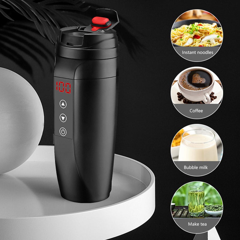 12V/24V 90W Car Heating Cup Hot Water Electric Kettle Mug Stainless Steel Bottle 450ML with 25-100℃ Temperature Control for Coffee Tea Milk - Image 3