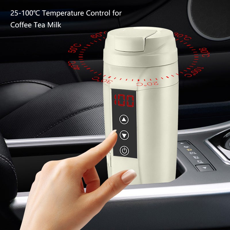 12V/24V 90W Car Heating Cup Hot Water Electric Kettle Mug Stainless Steel Bottle 450ML with 25-100℃ Temperature Control for Coffee Tea Milk - Image 4