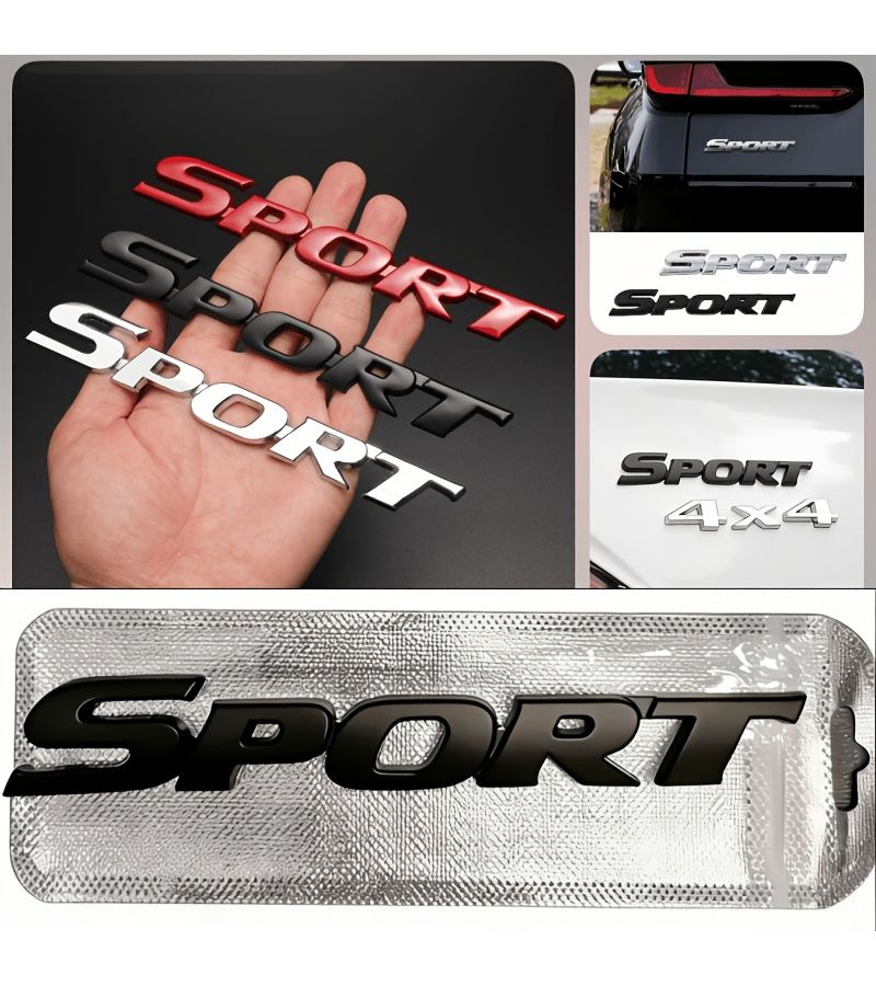 3D Sport Emblem Chrome Plated Large Matte Black Universal Car Accessory - Image 1