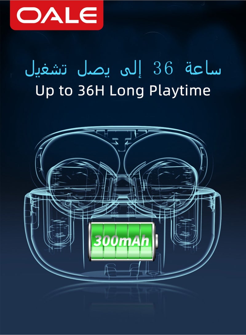 OALE iFree 11 TWS Earbuds, Zinc Alloy Metal Design, Up to 36H Playtime, 10-Min Fast Charge = 120-Min Play, Bluetooth 5.4, ENC Noise Cancellation, Touch Control, Type-C Charging Case - Image 3