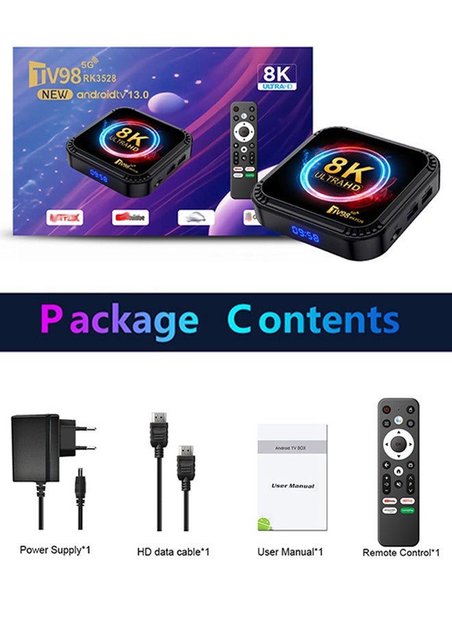 8k Smart TV Box Android 13 Quad Core Cortex A53 with HDR10 Wifi6 & Remote Set Top Boxes