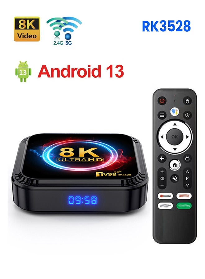 8k Smart TV Box Android 13 Quad Core Cortex A53 with HDR10 Wifi6 & Remote Set Top Boxes