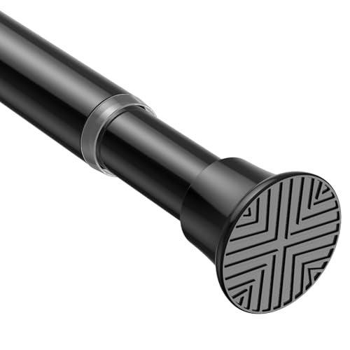 ZIPGLO Tension Rod 3076 Inch 1pack Spring Loaded Curtain Rods Black Tension Curtain Rod Expandable Curtain Rods Tension Adjustable Rod Without Drilling Tension Rods For Bathroom Doorway Window - Image 1