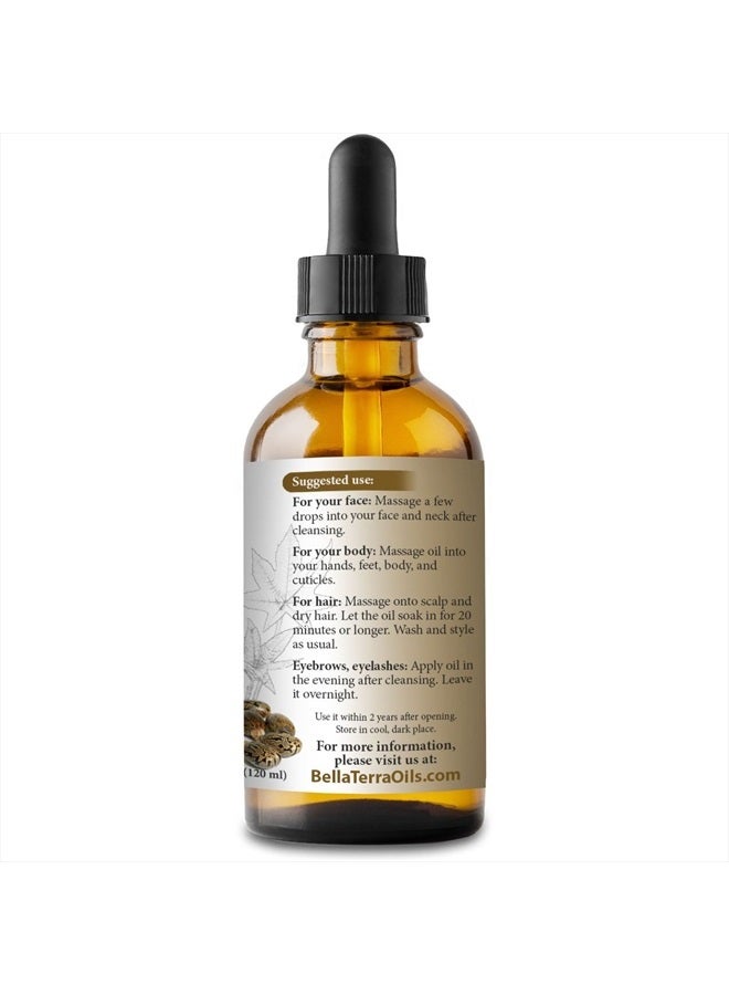 Bella Terra Oils Castor Oil. 4oz. 100% Pure. Cold-pressed. Refined. Non-toxic. Chemical-free. Soothes Skin and Nourishes Hair. Natural Moisturizer for Hair, Face, Body, Eyebrow, Eyelashes, Nails - Image 3