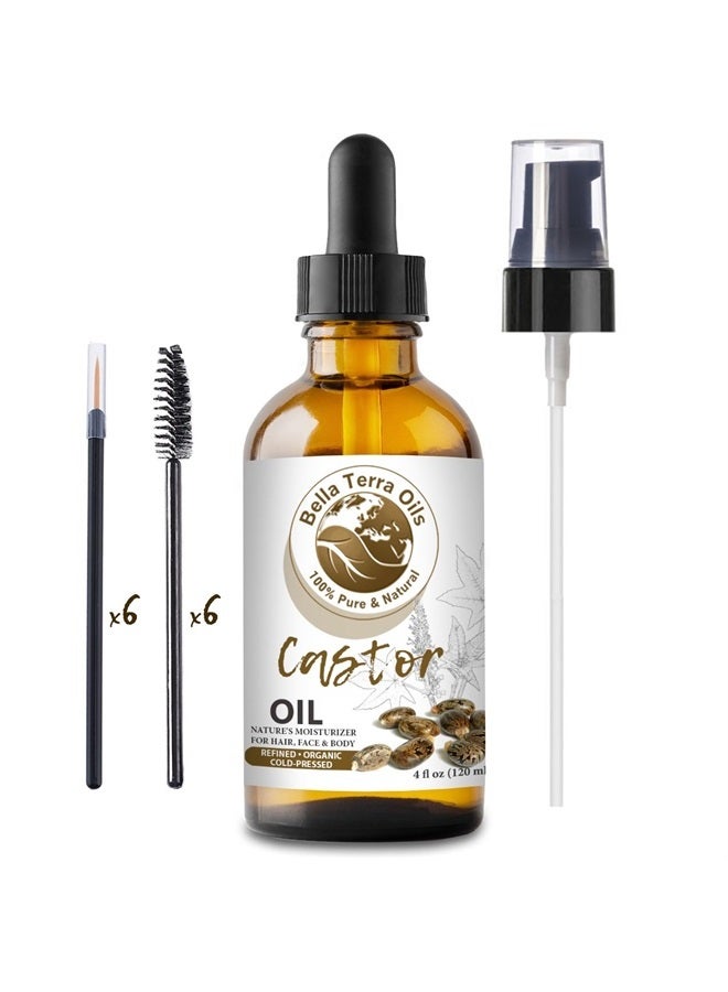 Bella Terra Oils Castor Oil. 4oz. 100% Pure. Cold-pressed. Refined. Non-toxic. Chemical-free. Soothes Skin and Nourishes Hair. Natural Moisturizer for Hair, Face, Body, Eyebrow, Eyelashes, Nails - Image 1