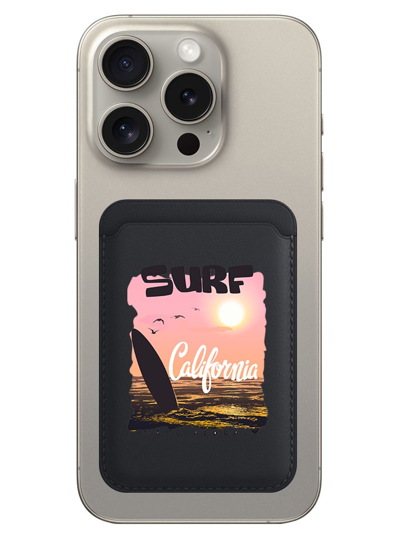 Theodor Magnetic Wallet, Compatible with MagSafe Wallet, for iPhone Wallet, for iPhone 16/15/14/13/12 Series, Not for iPhone 13/12 mini, 3 Card Holder, Vegan Leather, Black - Surf California - Image 1