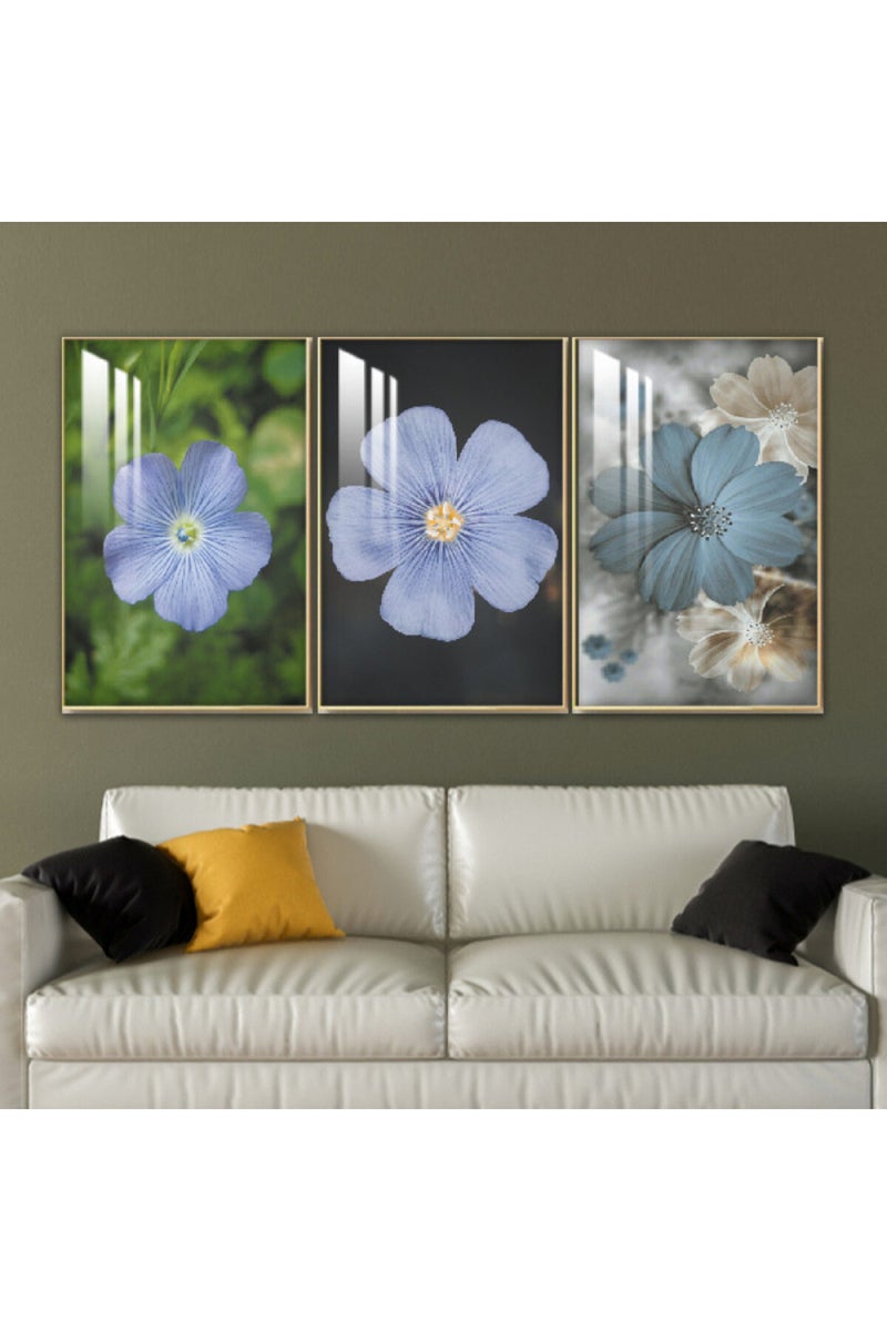 Marktna Three wooden wall painting with a frame and a clear acrylic layer - Image 1