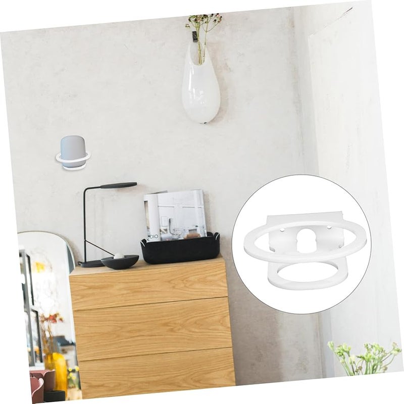 White Wall Mounted Speaker Rack Acrylic Space Saving Hanging Shelf Holder Modern - Image 4