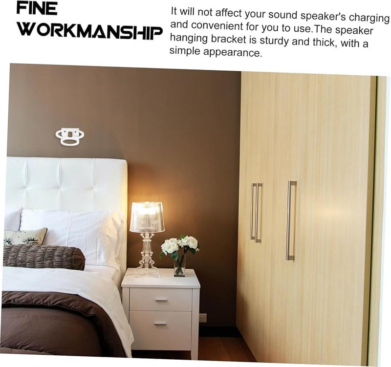 White Wall Mounted Speaker Rack Acrylic Space Saving Hanging Shelf Holder Modern - Image 5