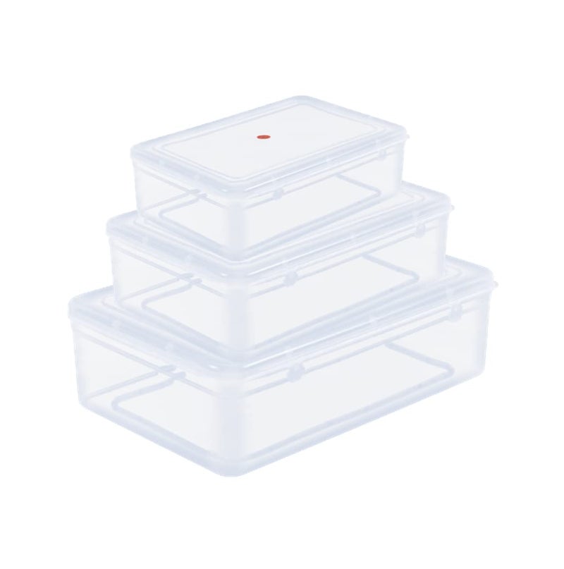 SHOPATHON INDIA IN789 Clear Transparent Plastic Storage Box Organizer Rectangle Medium Size Container With Lid And Lock For Multipurpose Jewellery Stationery Cosmetics Combo 3 Box - Image 1