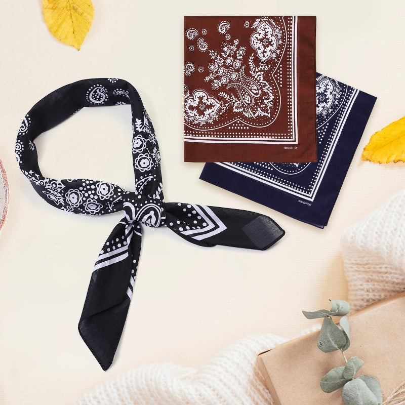 Mochabao 100% Cotton 35" x 35" Large Head Scarf for Womenâ€˜s Hair, 3 Pcs Versatile Square Hair Scarves Huge Bandanas, Shawl Wraps for Women - Image 4