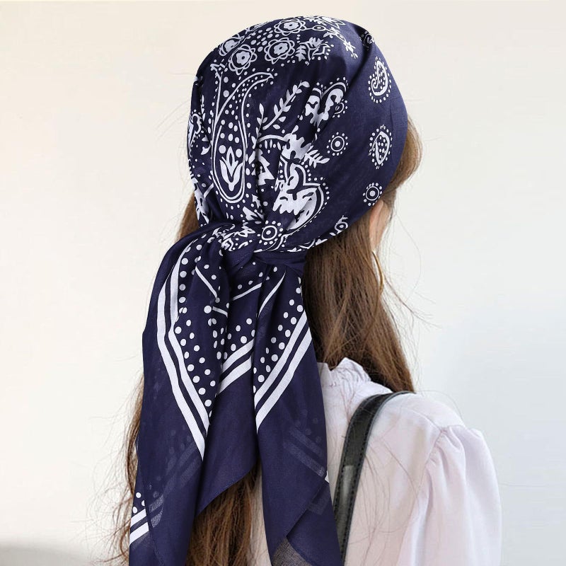 Mochabao 100% Cotton 35" x 35" Large Head Scarf for Womenâ€˜s Hair, 3 Pcs Versatile Square Hair Scarves Huge Bandanas, Shawl Wraps for Women - Image 5
