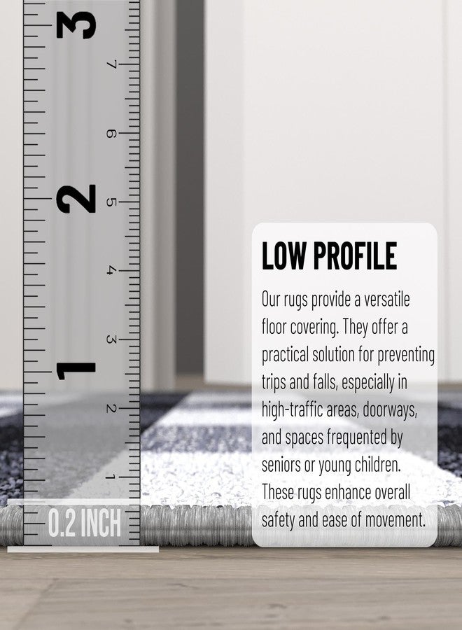 Ottomanson Rugs for Entryway 2'3" x 3' Non Slip Buffalo Plaid Small Area Rugs Durable Front Door Mat Rug Stain Resistant Entrance Rugs for Bathroom Kitchen Bedroom & Living Room, Black/White - Image 4