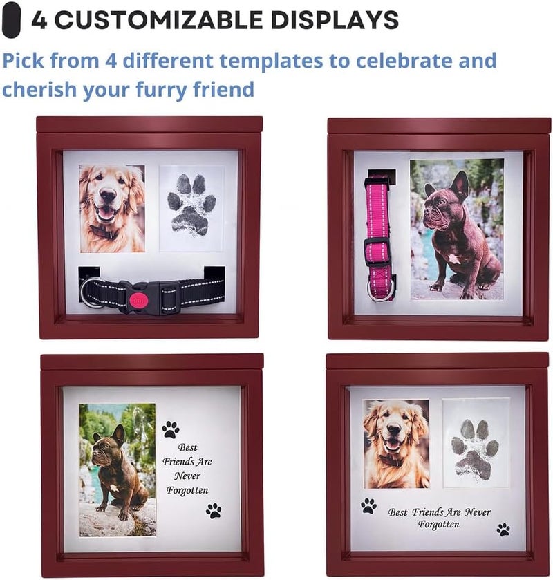 OtterPets Large Dog Urn for Ashes, 4 Customizable Displays with Paw Print Ink Kit, 8.5x8.5x5.8 Pet Urn for Dog Ashes, Pet Cremation Box, Cat Urn for Ashes, Dog Ashes Keepsake (Brown) - Image 3