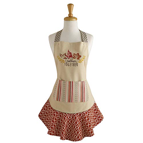 DII Womens Fall Thanksgiving Kitchen Apron Adjustable Long Waist Ties Gather Together - Image 1
