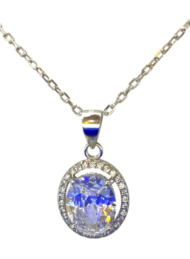 Swiss sterling silver necklace for women, plated with high-quality white gold. "The Royal Necklace" - Image 1