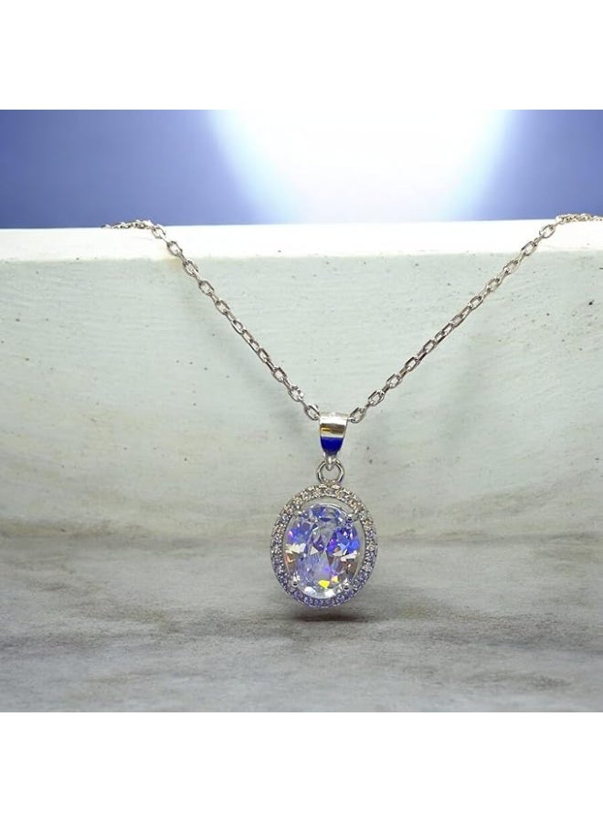 Swiss sterling silver necklace for women, plated with high-quality white gold. "The Royal Necklace" - Image 4
