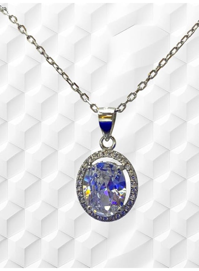 Swiss sterling silver necklace for women, plated with high-quality white gold. "The Royal Necklace" - Image 3
