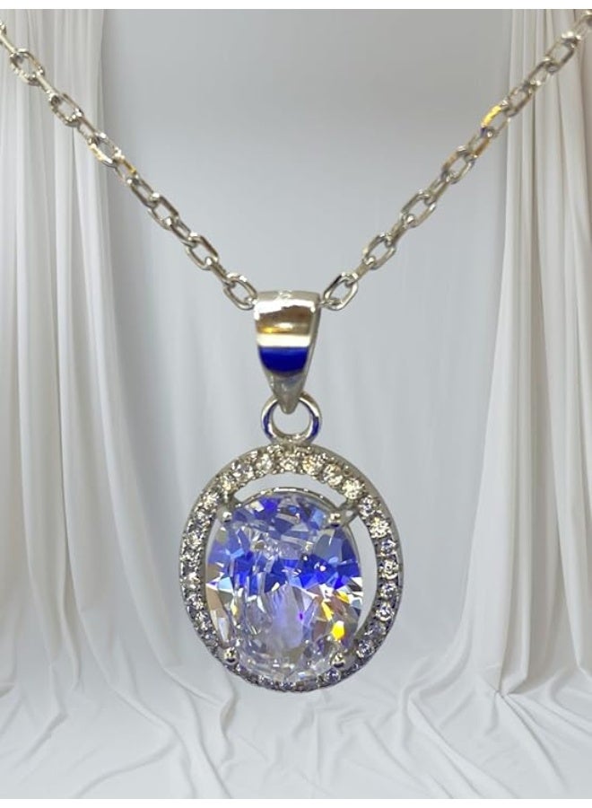 Swiss sterling silver necklace for women, plated with high-quality white gold. "The Royal Necklace" - Image 2