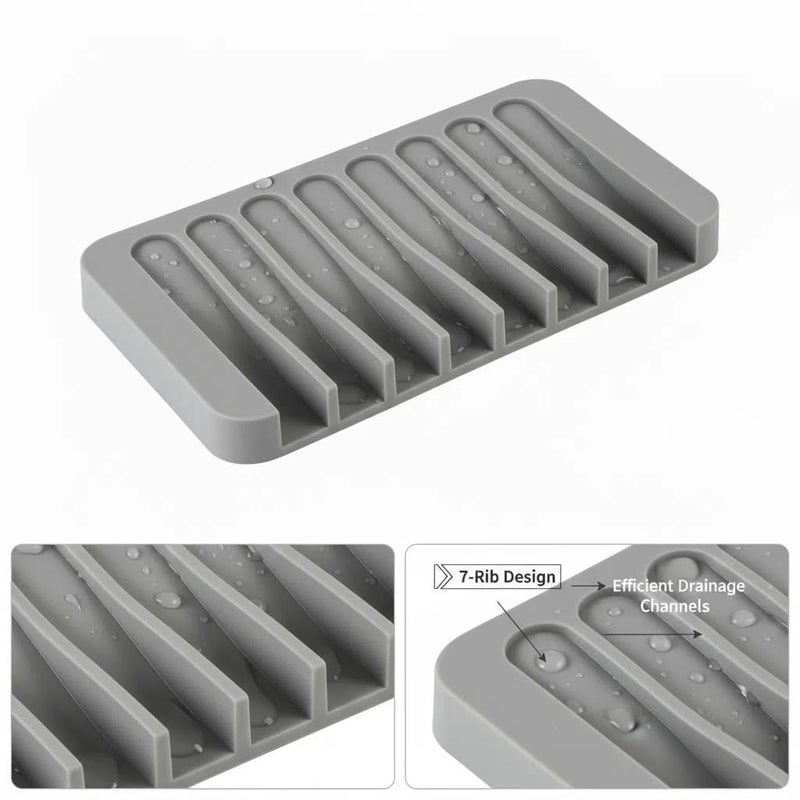 Asltw 2 PCS Soap Holder, Self Draining Soap Dishes, Premium Silicone Soap Holder, Bathroom, Kitchen, Sponges, Keep Soaps Bars Dry Clean, Extend Life Easy Clean Non - Slip Design - Image 4