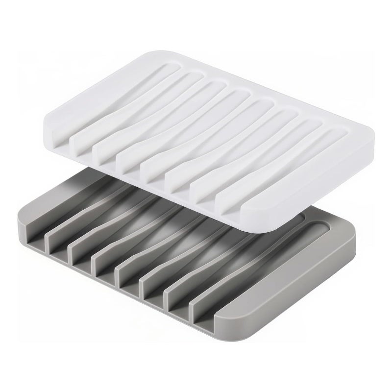 Asltw 2 PCS Soap Holder, Self Draining Soap Dishes, Premium Silicone Soap Holder, Bathroom, Kitchen, Sponges, Keep Soaps Bars Dry Clean, Extend Life Easy Clean Non - Slip Design - Image 1