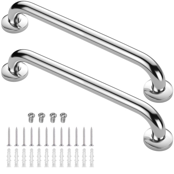 SHOWER GRAB BAR 2 PACK STAINLESS STEEL BATHROOM GRAB BAR SHOWER BATH HANDLE GRAB BARS FOR BATHTUB SHOWERS 24 INCH