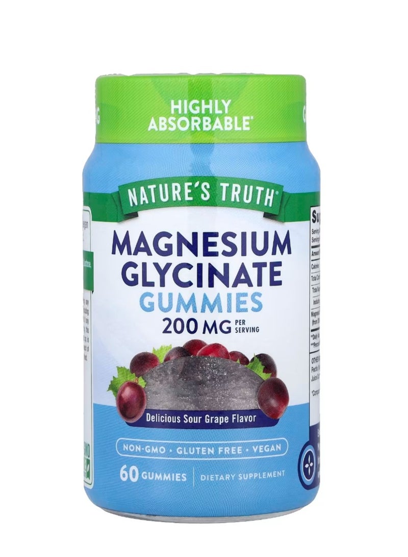 Nature's Truth Magnesium Glycinate Gummies Delicious Sour Grape 60 Gummies  - Image 1