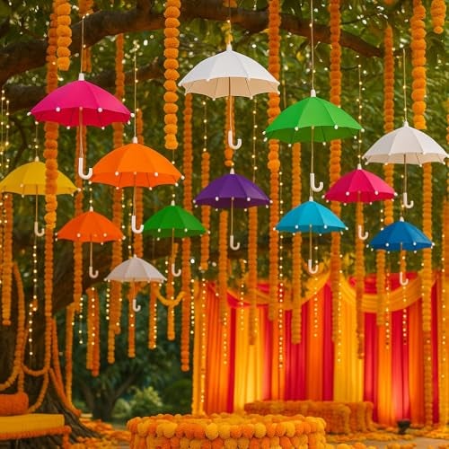 Wanna Party 5 Pack Colorful Cute Mini Umbrellas for Mehandi,Haldi Decoration Items,Photography Props Home Decoration Supplies - Image 2