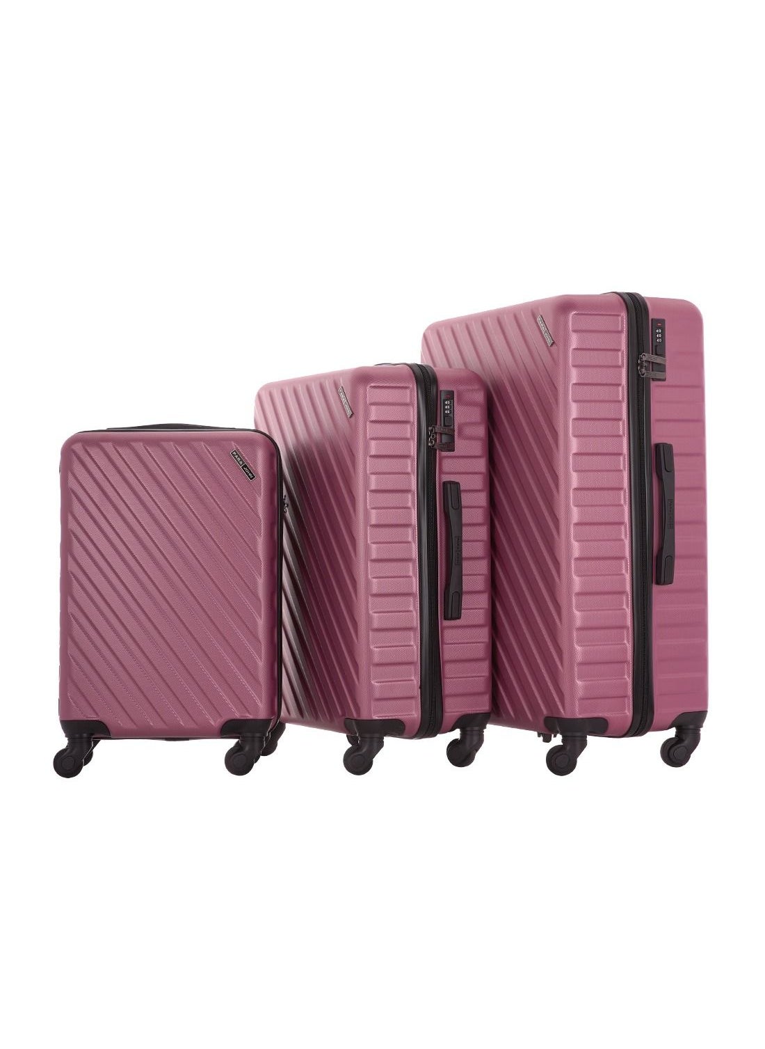 PARAJOHN 3-Piece Hardside Spinner Luggage Trolley Set 20/24/28 Inch Pink 