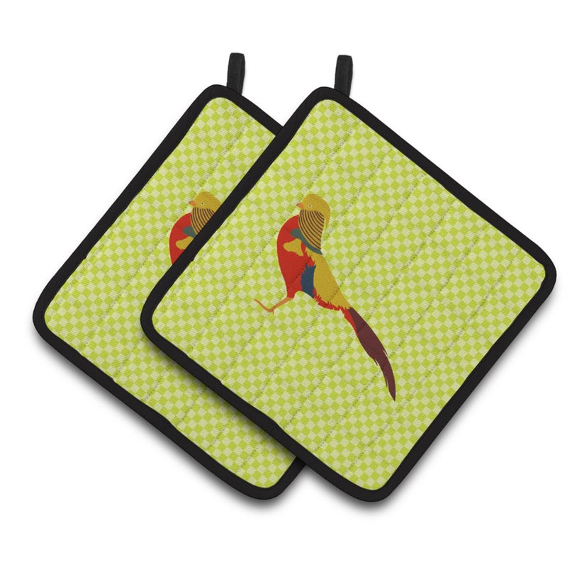 Caroline's Treasures ""Caroline's Treasures Golden or Chinese Pheasant Green Decorated Pot Holder  7.5"""" x 7.5"""""" 