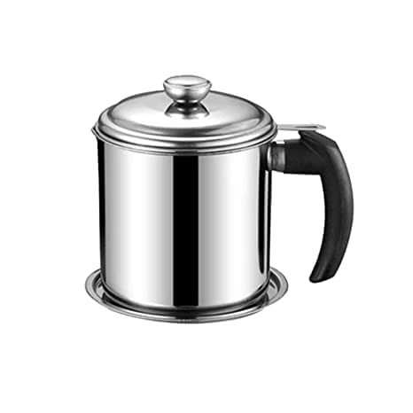 ECAPT Stainless Steel Oil Pot with Lid Cooking Oil Fat Separator for Filter Residue 17 L Pack of 1 Pc - Image 1