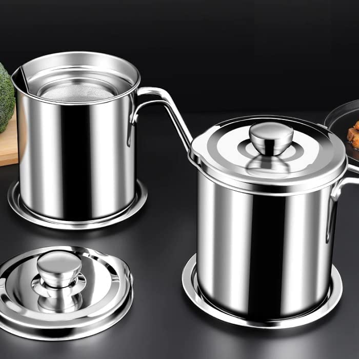 ECAPT Stainless Steel Oil Pot with Lid Cooking Oil Fat Separator for Filter Residue 17 L Pack of 1 Pc - Image 3