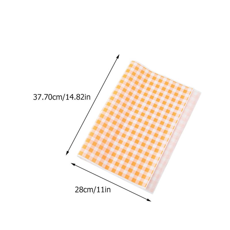 Disposable Baking Paper Sheets 50pcs Orange Checkered Non Stick Oil Proof Parchment - Image 3