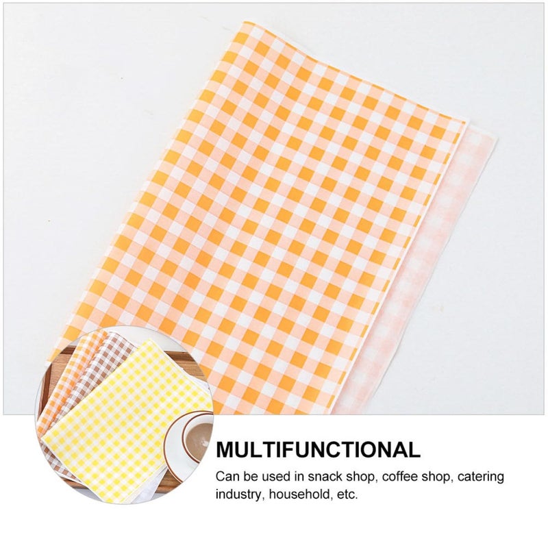 Disposable Baking Paper Sheets 50pcs Orange Checkered Non Stick Oil Proof Parchment - Image 4