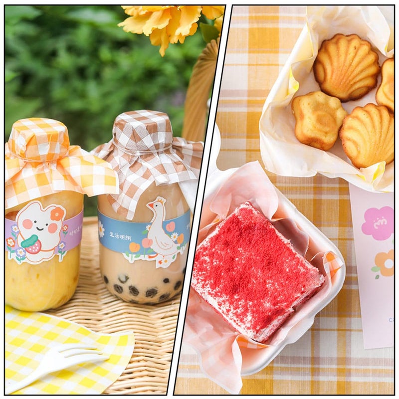 Disposable Baking Paper Sheets 50pcs Orange Checkered Non Stick Oil Proof Parchment - Image 5