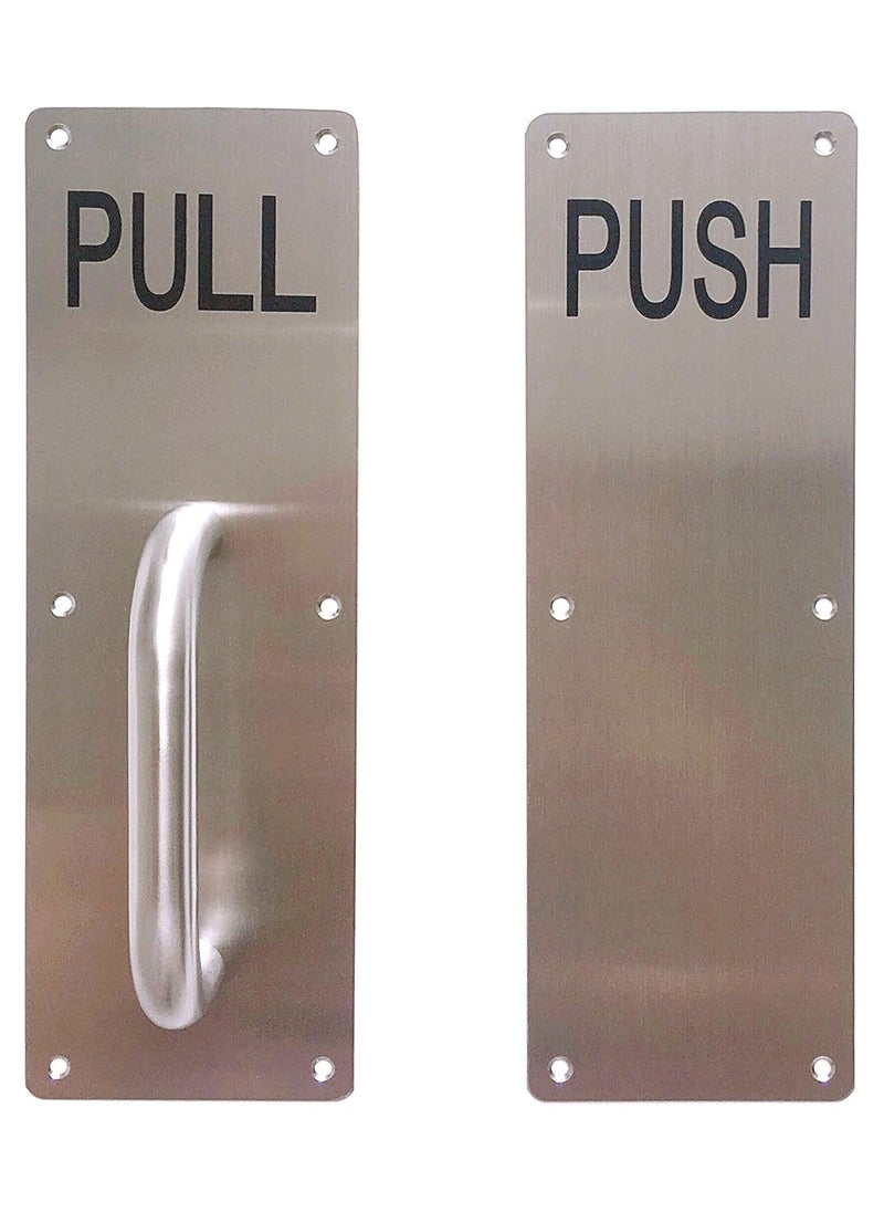 Door Handle Stainless Steel, Commercial Door Handle with Push and Pull Plate and Screws, Size: 8 cm × 30 cm  - Image 1