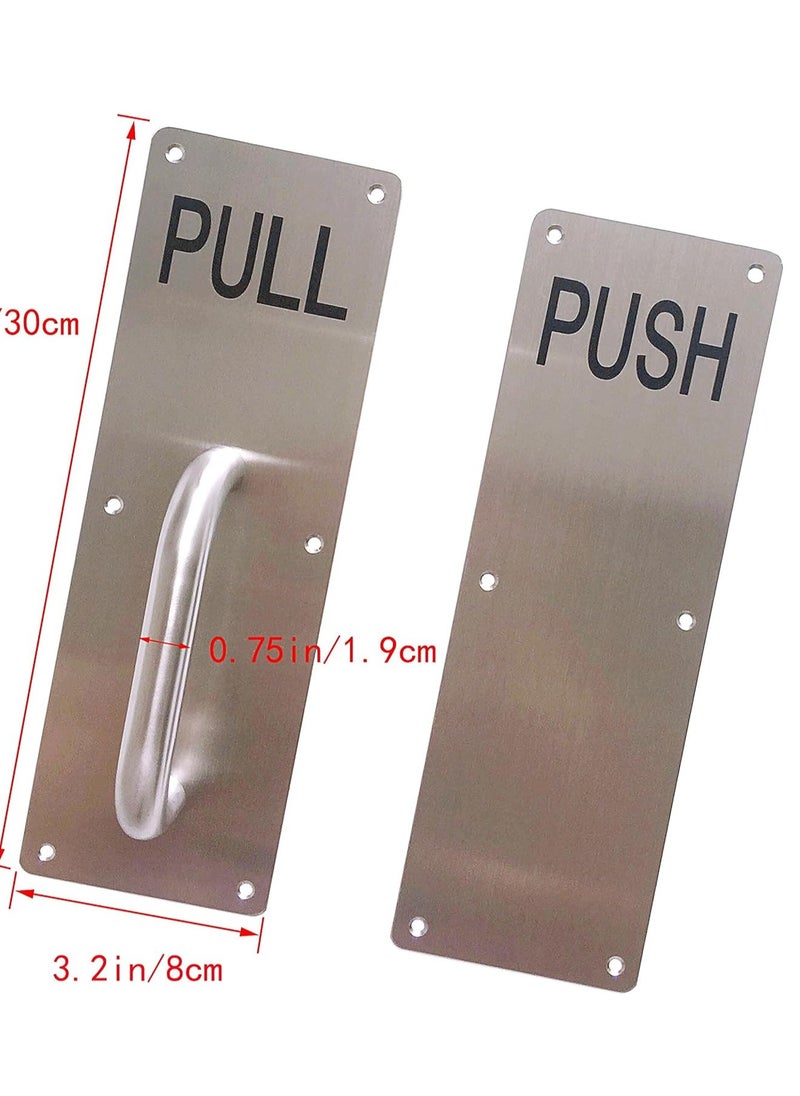 Door Handle Stainless Steel, Commercial Door Handle with Push and Pull Plate and Screws, Size: 8 cm × 30 cm  - Image 2