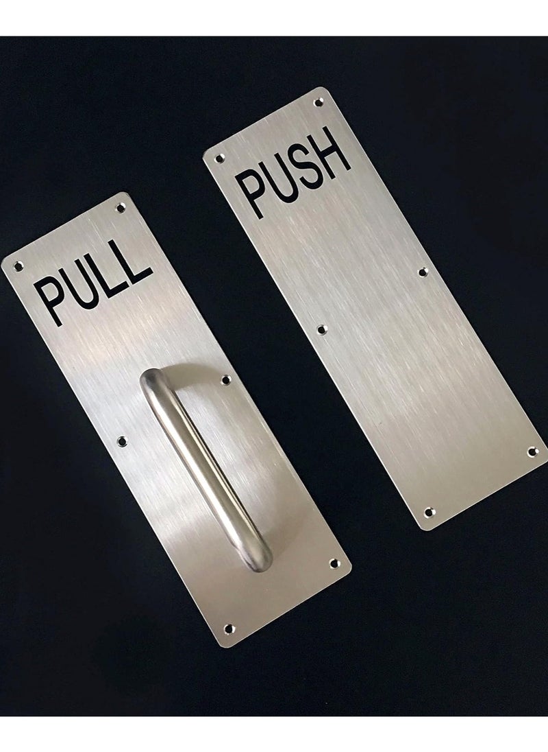 Door Handle Stainless Steel, Commercial Door Handle with Push and Pull Plate and Screws, Size: 8 cm × 30 cm  - Image 3