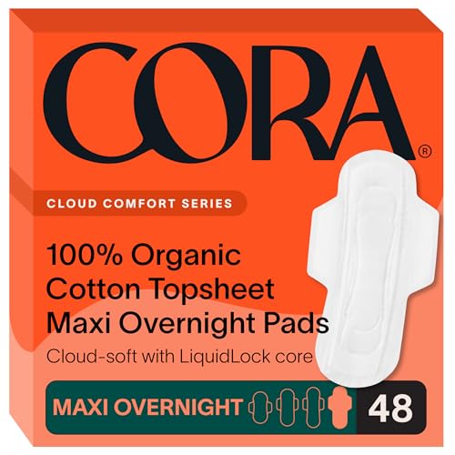Cora 100 Organic Cotton Topsheet Pads 48 Maxi Overnight Pads - Image 2
