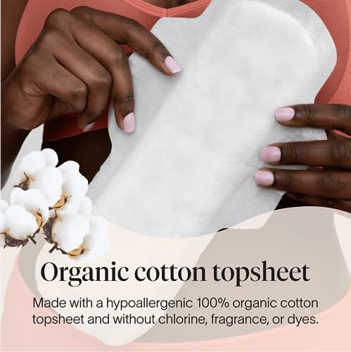 Cora 100 Organic Cotton Topsheet Pads 48 Maxi Overnight Pads - Image 5
