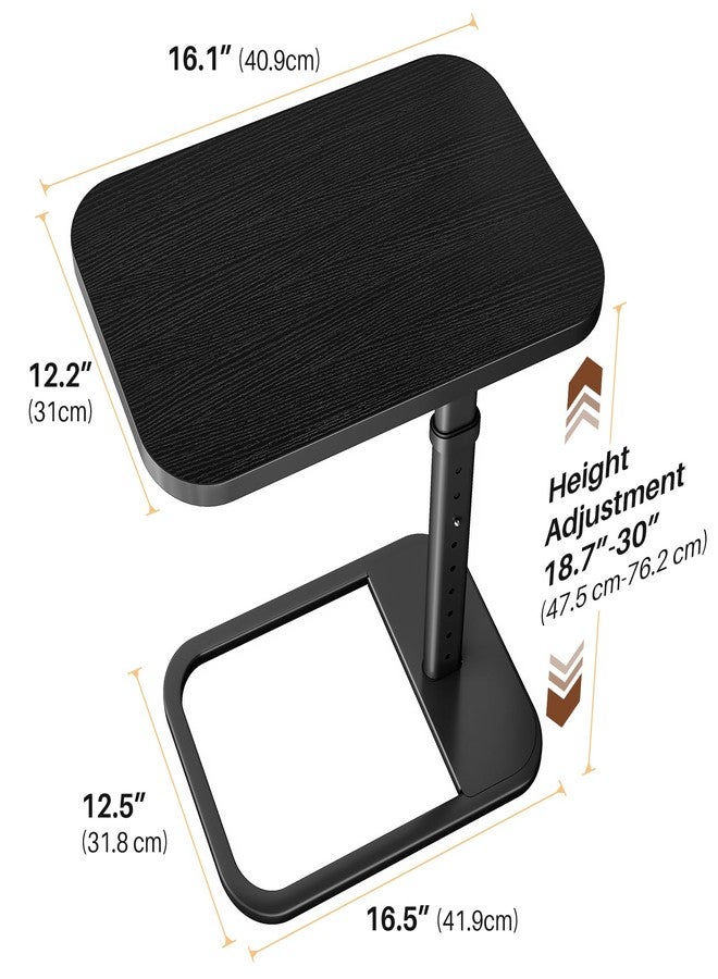 Branwick Adjustable Height TV Tray Table with Bumper Rounded Corner Design & Flip-top Side Table for Bedroom, Living Room, Bathroom and Study, End Table for Eating, Dinner or Laptop, Black - Image 3