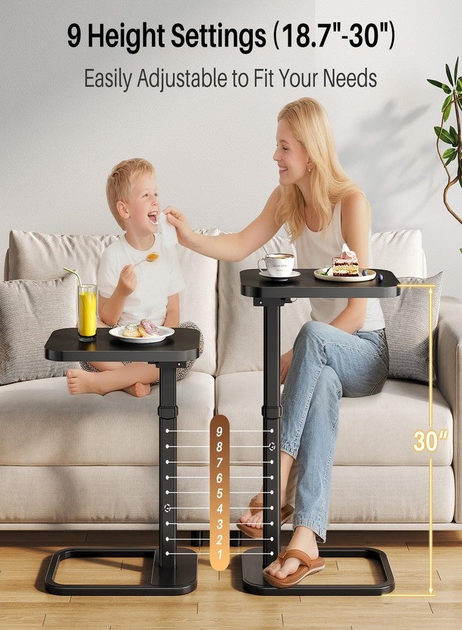Branwick Adjustable Height TV Tray Table with Bumper Rounded Corner Design & Flip-top Side Table for Bedroom, Living Room, Bathroom and Study, End Table for Eating, Dinner or Laptop, Black - Image 4