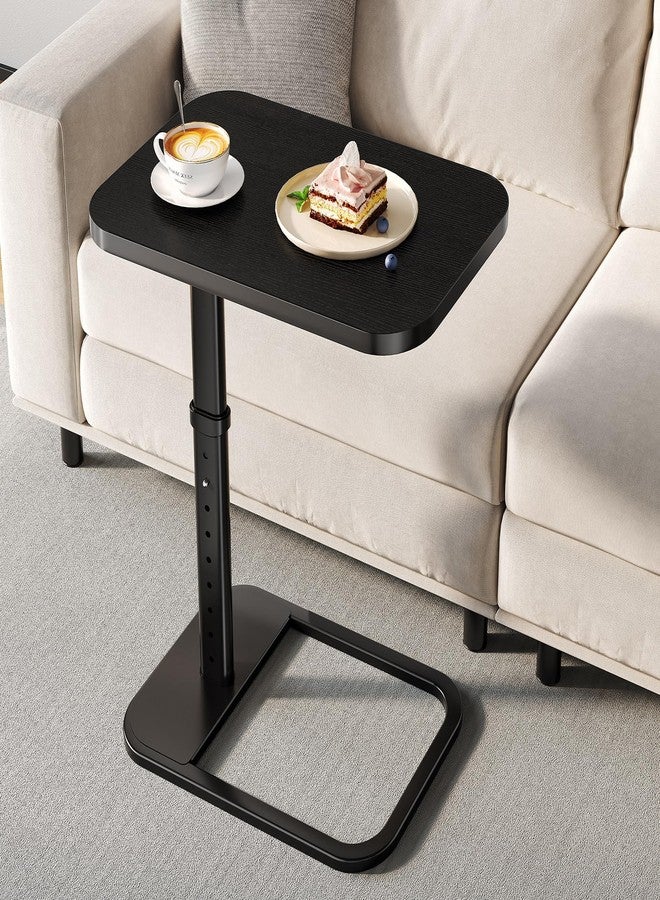 Branwick Adjustable Height TV Tray Table with Bumper Rounded Corner Design & Flip-top Side Table for Bedroom, Living Room, Bathroom and Study, End Table for Eating, Dinner or Laptop, Black - Image 1