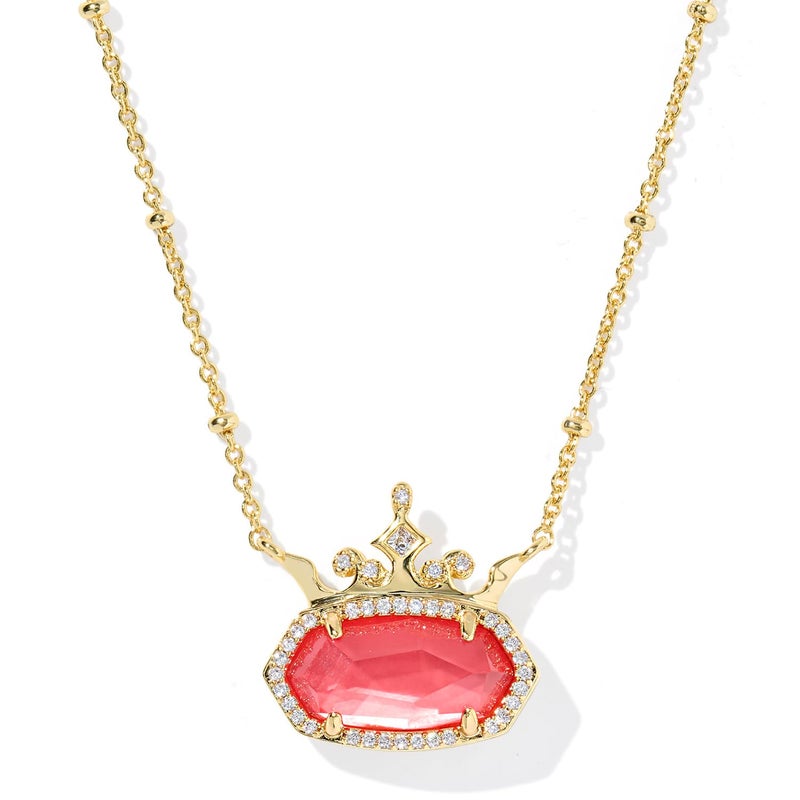 Kendra Scott Disney Elisa Princess Short Pendant Necklace in Dark Peach Mother Of Pearl, 14k Gold-Plated Brass, Fashion Jewelry for Women - Image 1