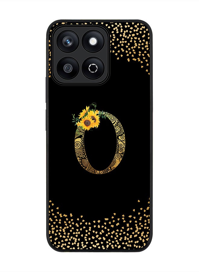 Stylizedd For Honor X7c 4G Case,Slim fit Camera Protection, Shockproof Thin Phone cover  - Custom Floral Monogram - O ( Black ) - Image 1