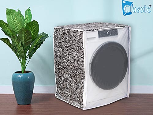 Classic® Front Load Washing Machine Cover Suitable for LG 7 Kg, 7.5 Kg, 8 Kg, 8.5 Kg, 9 Kg (63cmsX63cmsX81cms, Black Flower) - Image 2